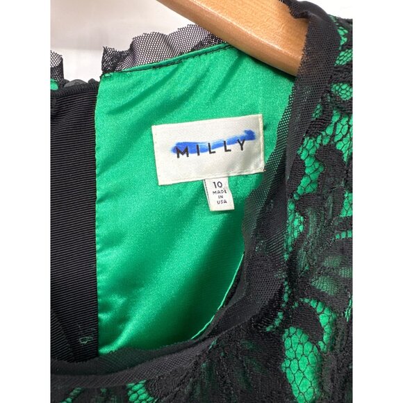 Milly Floral Scalloped Lace Claudia Dress size 10 womens Emerald green formal - Picture 3 of 8
